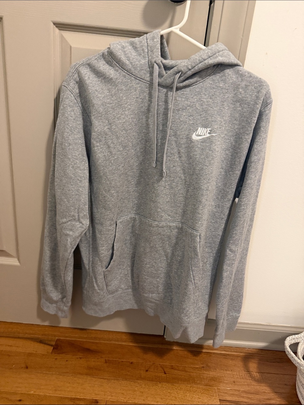Nike Light Gray Pullover Hoodie with White Logo